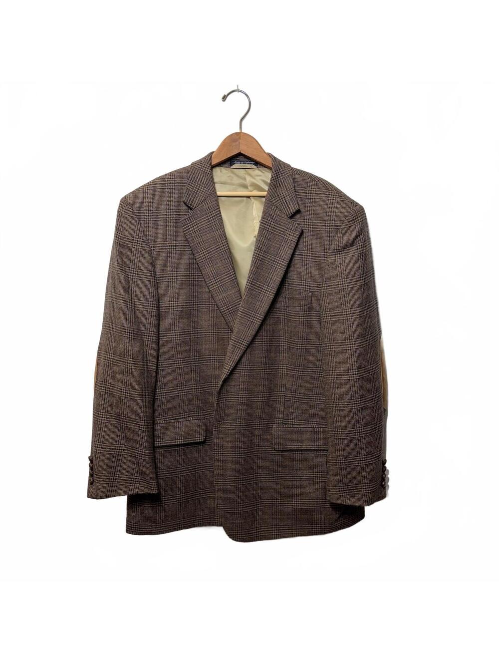 Meeting Street Brown Herringbone Tweed Blazer Elbow Patches